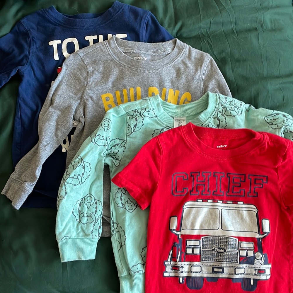 Carters 3T boys tee bundle fireman dinosaurs construction